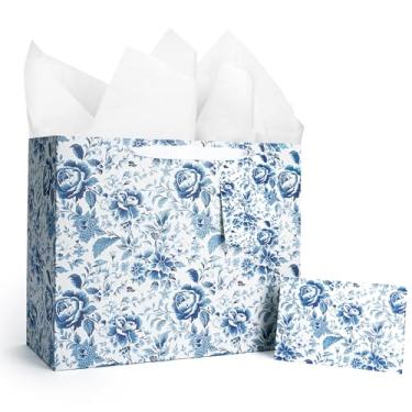 Imagem de LaRibbons Saco grande de presente de aniversário de 33 cm com cartão e papel higiênico