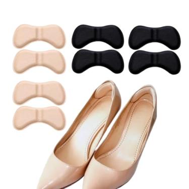 Imagem de 4 Pares de Protetor de Calcanhar Almofadado, Conforto Diário e Proteção contra Bolhas, Protetor Autoadesivo (Preto+Bege)