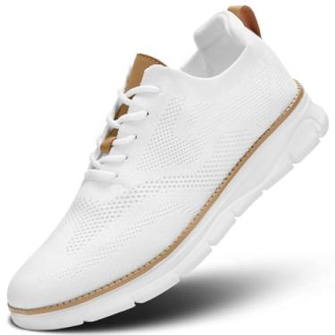 Imagem de Sapato Oxford masculino casual, moderno, para caminhada, malha, trabalho, negócios, confortável, leve, sola macia, Z0 branco, 45