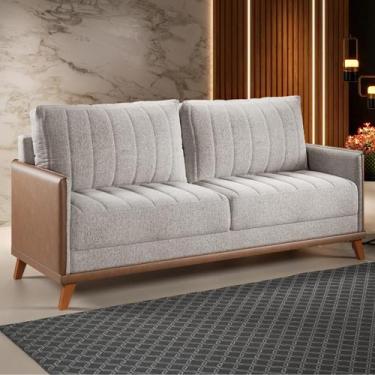 Imagem de Estofado Living Premium 2m 4 Lugares Laterais em Corano Linho Kaki Dur