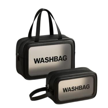 Imagem de Kit 2 Necessaire Transparente – Organizador para Maquiagem e Viagem (Preta)