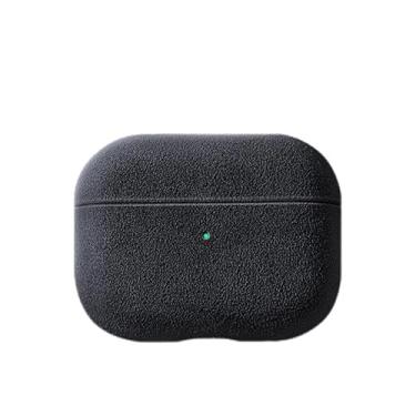 Imagem de Capa de couro para AirPods Alcantara de luxo importado da Itália, capa de fone de ouvido feita à mão para Airpod (cinza escuro, Airpod 4)
