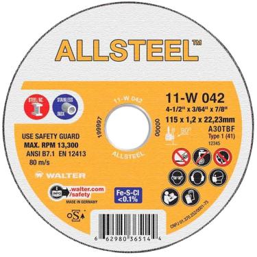 Imagem de DISCO CORTE ALLSTEEL 4.1/2" X3/64X7/8 11W042 WALTER