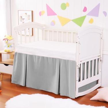 Imagem de Saia de berço de algodão – Natural, macia, respirável para a pele delicada do bebê, saia de berço para bebês meninos e meninas, serve para berços padrão 71 x 132 cm com queda de 35 cm