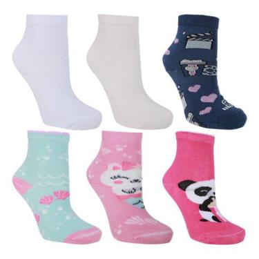 Imagem de Kit Meia Cano Médio Infantil Cia Da Meia 6 Pares Menina, Rosa, 27/30