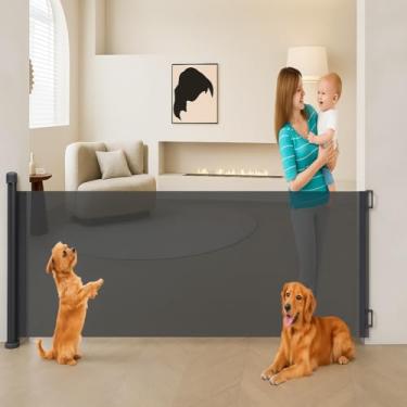 Imagem de Portão Grade Retrátil Ajustável Extensível Até 5 Metros Pet Cachorro Cães Segurança Bebês Crianças (Cinza, 5 Metros)