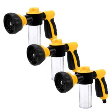 Imagem de Esguicho para Mangueira Jato d'Água Com Reservatório Para Sabão 100ml Lava Jato 8 modos de Ajustável (3 peças)