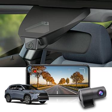 Imagem de Fitcamx Frontal 2K+Traseira 1080P Dash Cam Adequada para Toyota Corolla Cross 2023-2026 & Hybrid (Não Corolla), OEM Estilo, 2 Way HD Vídeo, WiFi & APP, Loop Gravação, G-Sensor, Plug&Play, 64GB Cartão