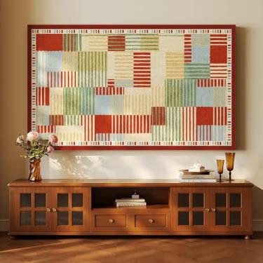 Imagem de Capa de TV 32-80 polegadas Indoor TV Capa à prova de poeira Qualidade LCD/LED Capa de tela pendurada/curvo protetor de tela multifuncional sala de estar Tecido decorativo-Xadrez-4||52 polegadas (125 x