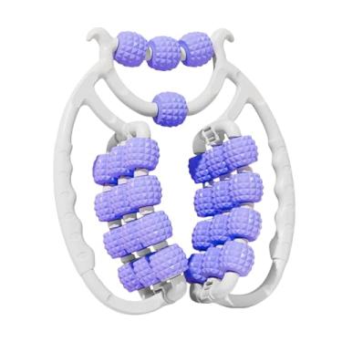 Imagem de Ysyqkn Rolo de massagem para pernas, braçadeira circular para pernas, rolo ergonômico portátil compacto para coxas com 28 rodas para exercícios de ioga na, Roxo