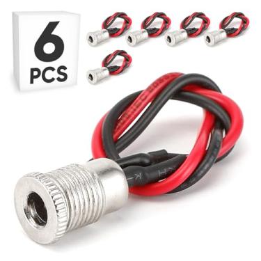 Imagem de Pacote com 6 5,5 x 2,1 mm DC Power Jack Tomada Rosqueada Adaptador Conector de Montagem Fêmea com Cabo de 10 cm