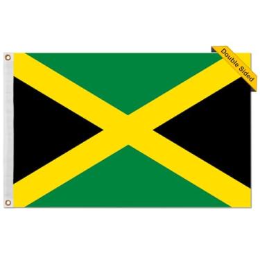 Imagem de Bandeira jamaicana, bandeira jamaicana 3x5, bandeira de nylon jamaicana resistente, bandeira jamaicana ao ar livre, dupla face, bandeira jamaicana durável com ilhós de latão, bandeira jamaicana para