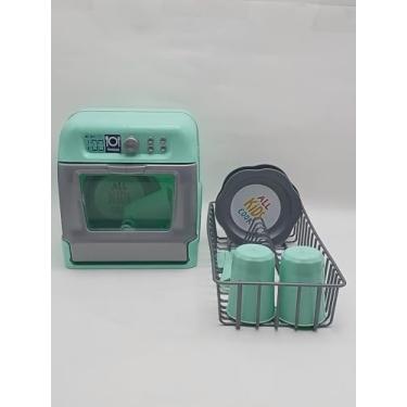Imagem de Kit Infantil de Brinquedo Lava-Louças com Display, Escorredor, Pratos, Talheres e Copos, Verde Menta