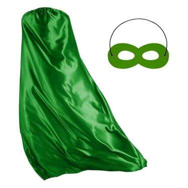 Imagem de tiggell Unisex Hero Costume Capes and Masks for Women Men Halloween Party Dress Up Vampire Carnival Cosplay (Green, 55 inch/140 cm)