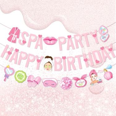 Imagem de LaVenty Conjunto de faixas de aniversário spa decorações de festa de aniversário spa faixas de maquiagem tema festa do pijama decoração para meninas pijama festa suprimentos