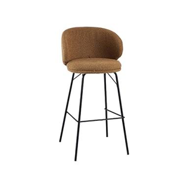 Imagem de GRFIT Cadeira de bar 75 cm/29,52 polegadas elegante cadeira de bar de ferro nórdico banco alto bar frente mesa alta com encosto bancos de bar ajustáveis (cor: flanela 3)