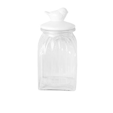 Imagem de Pote Vidro Tampa Cerâmica Pássaro 750Ml Class Home