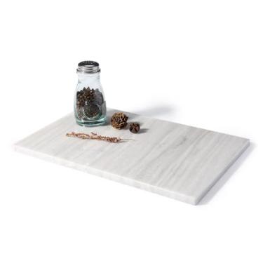 Imagem de Koville Tábua de corte de mármore natural para bancada de cozinha, placa de exibição macaron de pão de pastelaria de 30,5 x 20,3 cm, placa de queijo de mármore de laje de pedra real, bandeja de