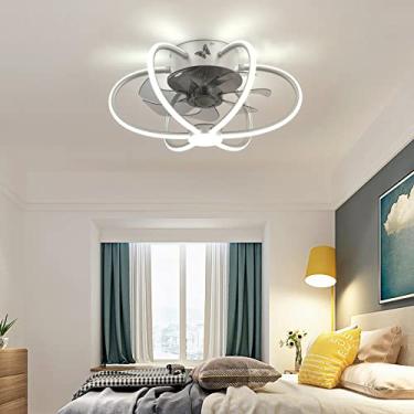 Imagem de Ventiladores de teto com luzes e controle remoto Ventiladores de teto modernos e silenciosos com lâmpadas LED reguláveis função verão/inverno 6 velocidades com temporizador montagem embutida