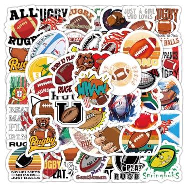 Imagem de Adesivos esportivos de rúgbi - Decoração personalizada de rabiscos para telefones, capacetes, armários e garrafas de água, decalques à prova d'água (Rugby Sports-53pcs)