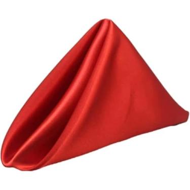 Imagem de Guardanapos de pano vermelho, 43 x 43 cm, 4 peças, guardanapos de jantar reutilizáveis, poliéster macio com bordas com bainha para festas, casamentos