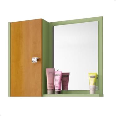 Imagem de Espelheira Suspensa para Banheiro com Porta e Nichos Internos Moderna Espelho Amplo