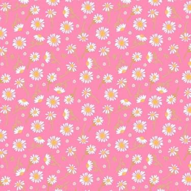 Imagem de Tecido Tricoline Margaridas Fundo Rosa - Peripan - 50 x 150 cm - Ideal