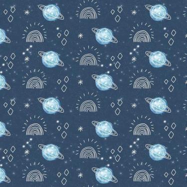 Imagem de Tecido Tricoline Digital Planetas Fundo Marinho (Espacial) - Peripan -