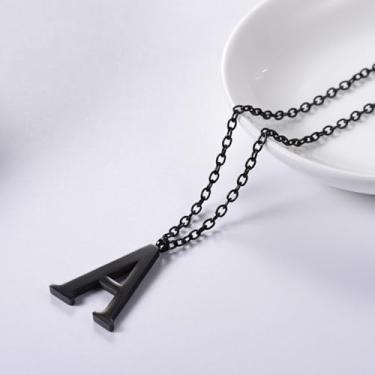 Imagem de Colar com pingente de alfabeto e letra de aço tainless, One Size, Aço inoxidável, Sem Pedra Preciosa