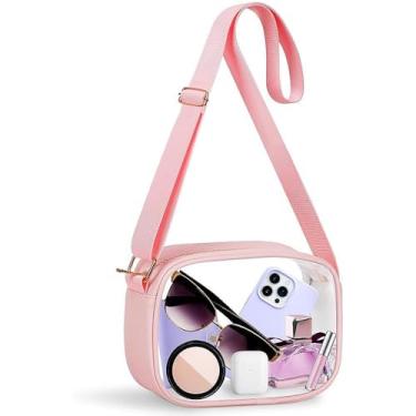 Imagem de Bolsas transversais, bolsa transparente aprovada pelo estádio, bolsa transversal transparente adequada para vários lugares, carteiras unissex, preta, rosa, Small, Rosa