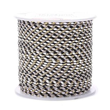 Imagem de 21,8 metros 1,5 mm Macramê torcido fio de algodão 4 camadas fio de ouro trançado cordão preto para cordas, tricô, faça você mesmo, acessórios de parede para plantas, decoração de jardim