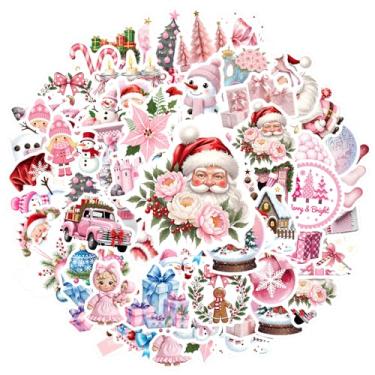 Imagem de 50 peças presente de Natal inverno rosa alegre doce alegre brincalhão para laptop motocicleta bagagem telefone mala geladeira telefone bagagem laptop guitarra carro brinquedos