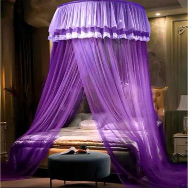Imagem de Mosquiteiro de Teto Gigante com Abertura Lateral 14m para Cama Casal, Queen e King – Modelo Luxuoso Antimosquito(LILÁS,BOX/QUEEN C/ABERTURA LAT)