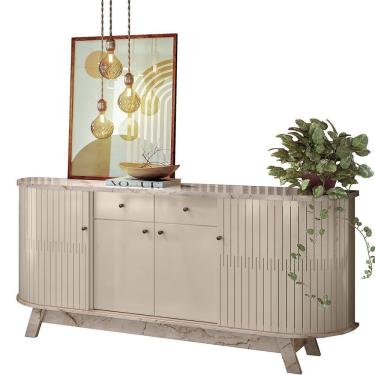 Imagem de Buffet Aparador 4 Portas E 2 Gavetas 100% Mdp Mônica Calacata/off White