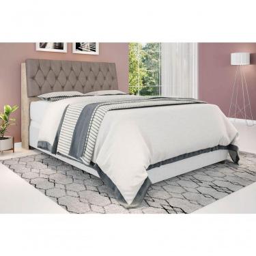 Imagem de Cabeceira Box Casal Isis Amarula Com Capitonê Bege Escuro