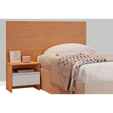 Imagem de Cabeceira Cama Box Madeirado Solteiro Prime C- 1 Mesa E 1 Gaveta Cumaru-fendi 25 - Novo Horizonte