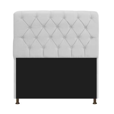 Imagem de Cabeceira Estofada Lady 195 Cm King Size Com Capitonê Suede - Doce Sonho Móveis Branco