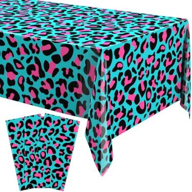 Imagem de Buryeah 6 peças de toalha de mesa com estampa de leopardo, 137 x 272 cm, capa de mesa de plástico de leopardo, descartável, safári, estampa de guepardo, decorações de festa para chá de panela