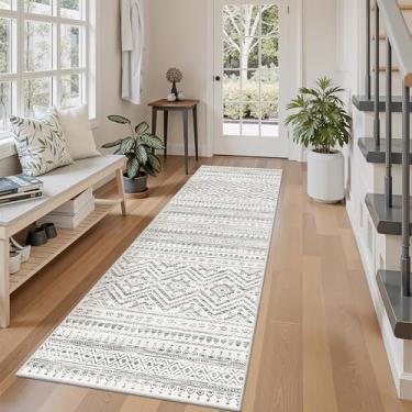 Imagem de Miukiki Tapete de corredor de 5 x 15 cm para sala de estar, tapetes laváveis marroquinos antiderrapantes, tapete de piso interno, dobrável, grande, macio, para sala de jantar, quarto, com pelo baixo