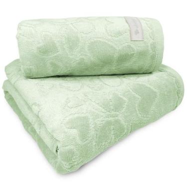 Imagem de Jogo de Banho 2 Peças Romance Dohler Aveludada 100% Algodão Toalha Fio