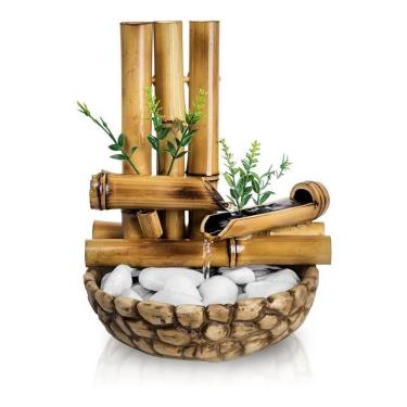 Imagem de Fonte Bambu De Mesa Feng Shui Agua Cascata D Marrom 127/220V