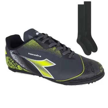 Imagem de Kit Chuteira Society Diadora Squadra + Par de Mei-Masculino