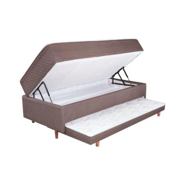 Imagem de Conjunto Cama Box Solteiro com Baú e Colchão de Molas Ensacadas Cristalflex Barcelona 4000639 Marrom