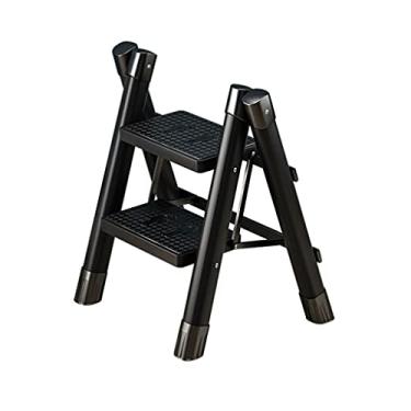Imagem de Escadas dobráveis de metal engrossado escadas de 2 degraus de alumínio leve e dobrável escada portátil para casa 551Ib capacidade escada resistente (cor: aço carbono B) (aço carbono C