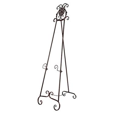 Imagem de Cavalete de pintura a óleo de metal para artista de tripé, suporte de foto de boas-vindas de casamento ajustável para escola salão de baile hotel museu mostra atividade, cobre vermelho-146 cm