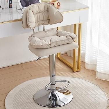 Imagem de Banquetas de bar com encosto, altura do balcão giratório com apoio para os pés, tecido de altura ajustável, banquinho moderno de ilha sem braços, bancos de bar de café da manhã modernos