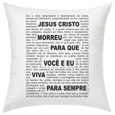 Imagem de Almofada Decorativa Gospel Jesus Morreu Por Você 30 X 30 Cm - Evangeli