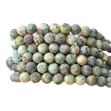 Imagem de Lady Works Fio de pedra natural turquesa africana de 33 cm, contas lisas redondas de 10 mm para fazer joias DIY. | Beads_00918, azul