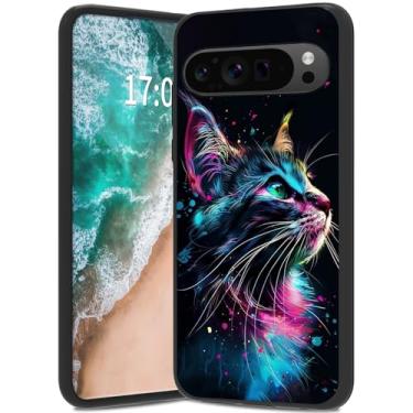 Imagem de WZCJDHMJ Capa de TPU macia para Google Pixel 10/10 Pro, fina, antiarranhões, antiderrapante, à prova de choque, para mulheres e homens, 6,3 polegadas, 2025, gato azul