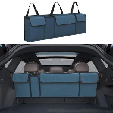 Imagem de Tioollev Organizador de porta-malas de carro, armazenamento grande para pendurar no banco traseiro com alças ajustáveis, bolsa de carga dobrável de PVC impermeável, acessórios interiores de carro para